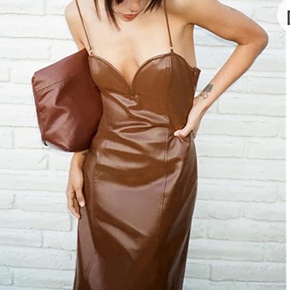ZARA FAUX LEATHER DRESS - Picture 9 of 13